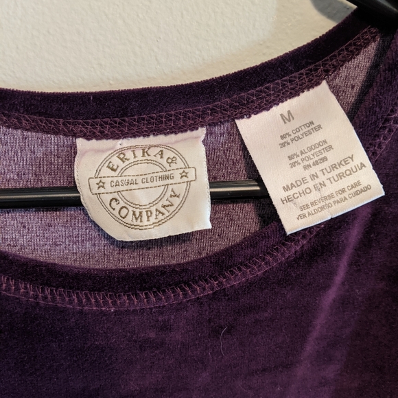 Vintage Deep Purple Velvet Long Sleeve Dress / M - Picture 3 of 7